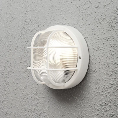 Image of Konstsmide Elmas outdoor wall lamp, round, white