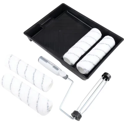 Image of Harris 102012009 Seriously Good Walls &amp; Ceilings Paint Roller Set 9in Includes 1 x 9&quot; Frame, 4 Medium Pile Sleeves Tray
