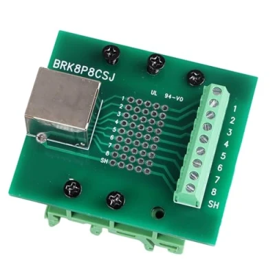 Image of Network Port Converter Terminal Board, Stable Clearly Marked Compact RJ45 Board ABS BRK8P8CSJ Reliable for Connection