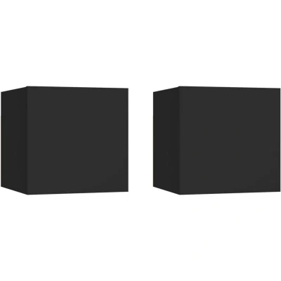 Image of vidaXL Bedside Cabinets 2 pcs Black 30.5x30x30 cm Engineered Wood