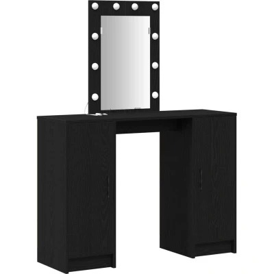 Image of vidaXL Dressing Table with LED Lights Black Oak 102x33x135 cm
