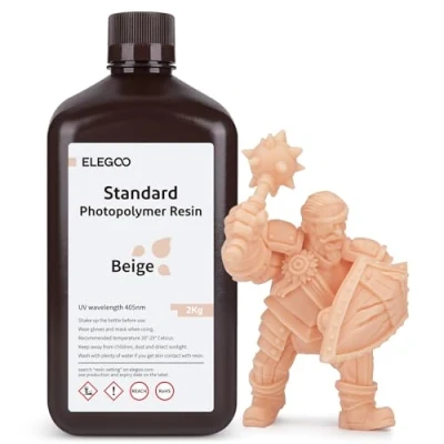 Image of ELEGOO 3D Printer Rapid Resin, 405nm LCD UV Curing Resin Standard Photopolymer for Printing Beige 2000G