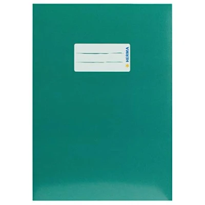 Image of HERMA 19767 Notebook Covers A5 Cardboard Green, Pack of 10, with Labelling Field Made Sturdy and Extra Strong Paper, Cover Set for School Notebooks, Coloured