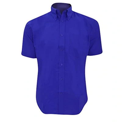 Image of Kustom Kit Mens Workwear Oxford Short Sleeve Shirt (17inch) (Italian Blue)