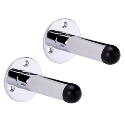 Image of HANDLEZONE® 2 Pack 75mm / 3 inch Projecting Skirting Or Wall Mounted Door Stop, Rubber Buffer Stopper Polished Chrome