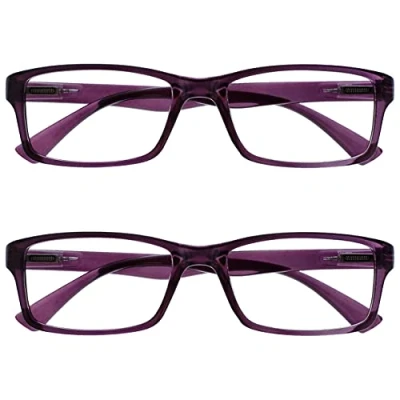 Image of OPULIZE Reading Glasses Purple Readers Value 2 Pack Mens Womens UVR2092P +3.50