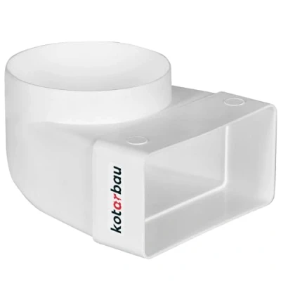Image of KOTARBAU® Deflection Piece 90 for Ventilation Duct 120 x 60 mm Plastic Transition Diameter 100 White Connector Elbow Exhaust Air Supply Flat Round