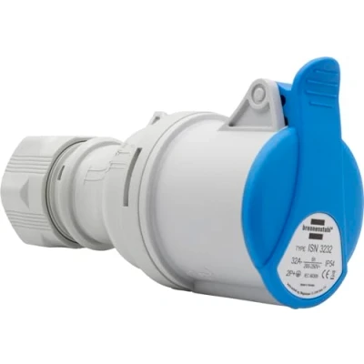 Image of Brennenstuhl CEE 3 Pin Outdoor Electrical Socket, Socket 230V/32A with Lid, Screwable Connection, Use, Camping, Camper, Construction Sites, IP44, 32A