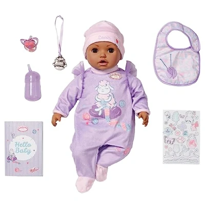 Image of Baby Annabell Active Leah 706640 43cm Doll with Soft Cuddly Body and Realistic Features &amp; Sounds Includes Clothing Accessories Require 3 AAA Batteries (Not Included) For Kids From 3+ Years