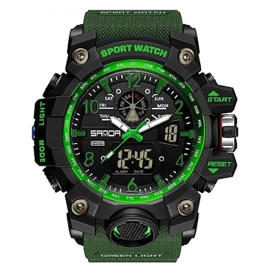 Image of AIMES Mens Watches Sports Outdoor Waterproof Military Watch for Men Tactical Analog Digital Date Alarm Stopwatch Multi Function Tactics Big Face Wristwatch Men, army green 3169, Sport Casual