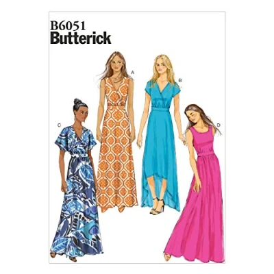 Image of Butterick Patterns 6051F5 Misses Dress,White,Sizes 16 18 20 22 24