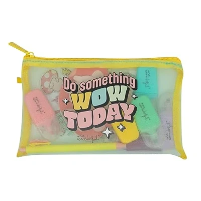 Image of Mr.Wonderful Pencil Case with Extras Do Something Wow Today x x, Multi Coloured, 21x3x14, Casual