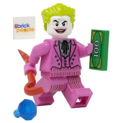 Image of LEGO DC Superheroes: Joker Minifigure with Pink Suit and Crowbar
