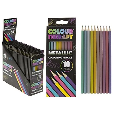 Image of Sabar 384041 Colour Therapy Metallic Pencils In Box 10 Per Pack Accessory, Multicolor
