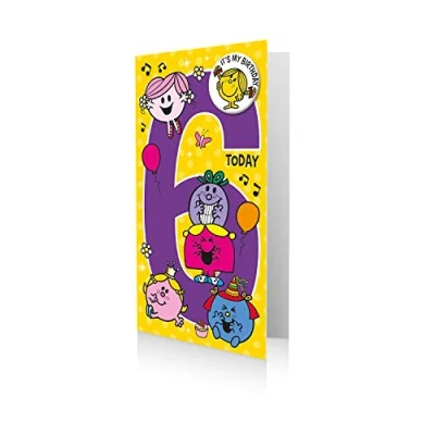 Image of Danilo Promotions Limited Little Miss Birthday Card, 6 Today, Includes A Badge,Multi,9 X 5