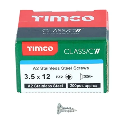 Image of TIMCO Classic Multi Purpose Screws 3.5 x 12 A2 Stainless Steel Box of 200