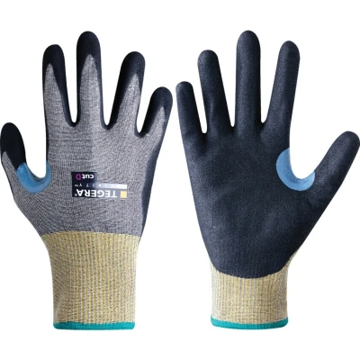 Image of Ejendals Cut Resistant Gloves, PU Coated, Black/Yellow, Size 9