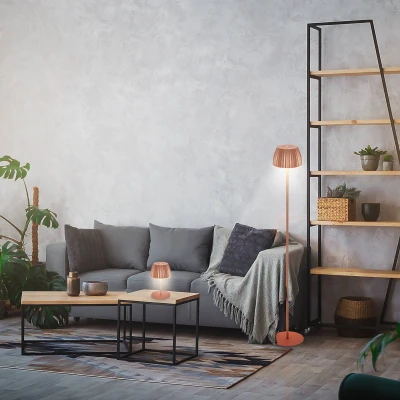 Image of Briloner Brilo unplugged Riffle copper coloured LED floor lamp