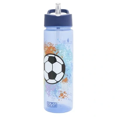 Image of Polar Gear Football 600ml Kids Water Bottles with Straw Back to School Supplies Girls Boys Bottle for Kids, Blue
