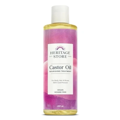 Image of Castor Oil 237ml Nourishing Hair Growth Oil, Skin Care, Eyelashes &amp; Brows Cold Pressed, Hexane Free, Vegan Cruelty Free Heritage Store