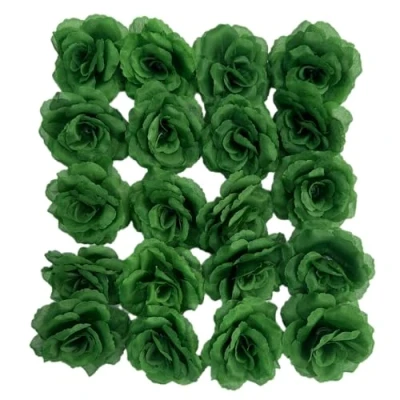 Image of Corkwaw 25 Pcs 3 inch Artificial Rose Flower Heads,Silk Head Flowers,Wedding Party Home Garden Decoration DIY Craft Gift Box (Green)