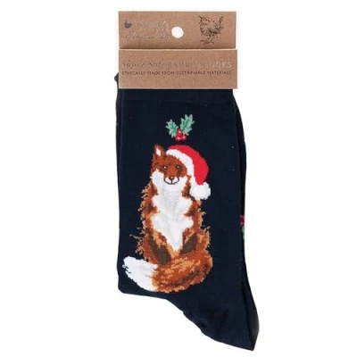 Image of Wrendale Designs by Hannah Dale Festive Fox Womens Christmas Theme Socks One Size