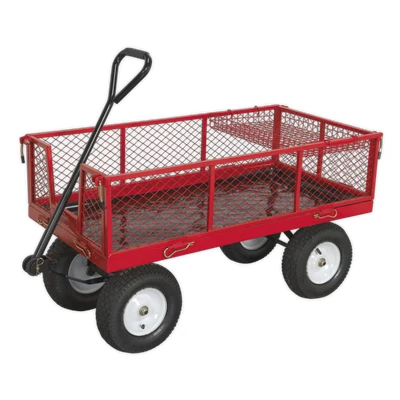 Image of Sealey Platform Truck with Sides Pneumatic Tyres 450kg Capacity