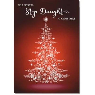 Image of doodlecards Stepdaughter Christmas Card Snowflake Tree Medium Size for with Plain Envelope