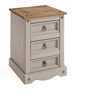Image of Mercers Furniture Trade Corona Grey Wax Medium 3 Drawer Bedside