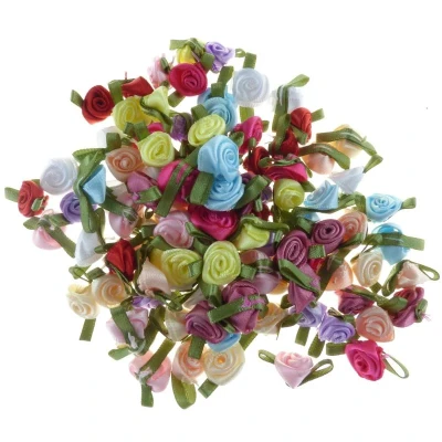Image of Personal Impressions Assorted Small Ribbon Roses Pack, Satin, Multi Colour, 8.6 x 10 2 cm