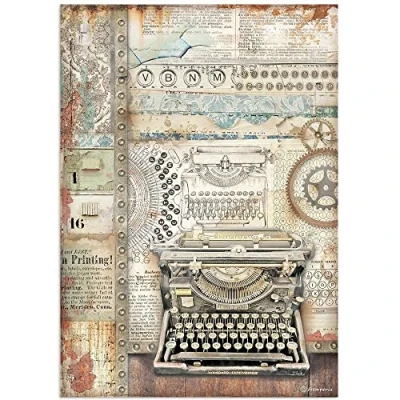 Image of Stamperia International Rice Paper Lady Vagabond Lifestyle Typing Writer, Multicoloured, A4