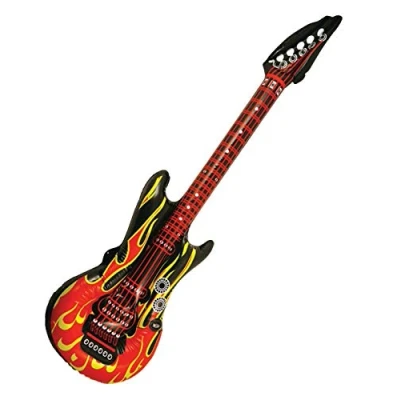Image of LARGE INFLATABLE GUITAR FLAME Fancy Dress Hen Party Prop Musical Disco 106cm UK