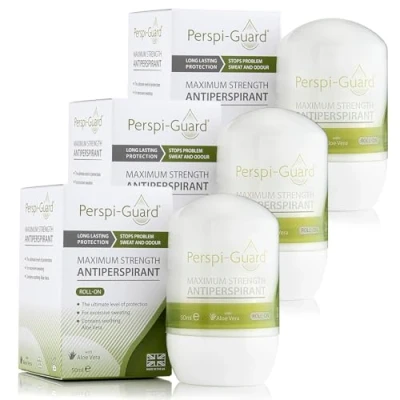 Image of Perspi Guard Maximum Strength Antiperspirant Roll On Deodorant for Men &amp; Women, Excessive Sweating, Hyperhidrosis Treatment, Unscented, 50 ml, 3 Pack