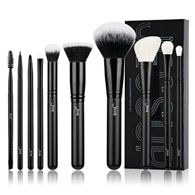 Image of Jessup Makeup Brush Set 10pcs Black Make up Brushes Professional with Natural Synthetic Hair for Foundation Blending Blush Concealer Eyeshadow Eyebrow Eyeliner, T323