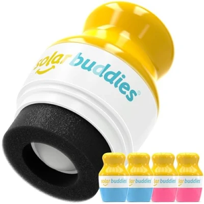 Image of QUAD BBPP Solar Buddies Refillable Roll On Sponge Applicator for Kids, Adults, Families, Travel Size Holds 100ml Friendly Sunscreen, Suncream and Lotion
