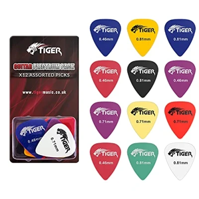 Image of Guitar Picks Variety of Gauge Pack 12 Plectrums TIGER GAC64