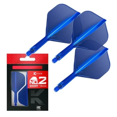 Image of TARGET Darts K Flex Integrated Dart Flight And Shaft, No.2 Blue (Short) Pack Of 3 No 2, Precision Moulded 2 In 1 Flights Stem Professional Accessories