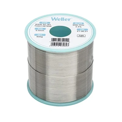Image of Weller WSW SC M1 (T0051387699) Lead Free Solder Wire, Ø 0.5mm, Alloy Sn99.3Cu0.7, Flux Content 3.5%, 500g, Silver