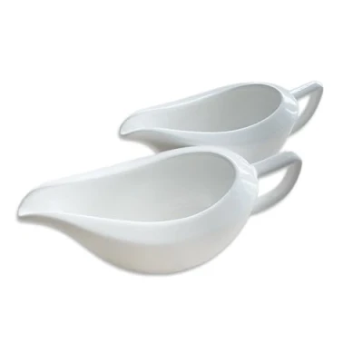 Image of Porcelain Gravy Boat White Serving Jug for Your Favourite Sauces and Gravies 2 Pack