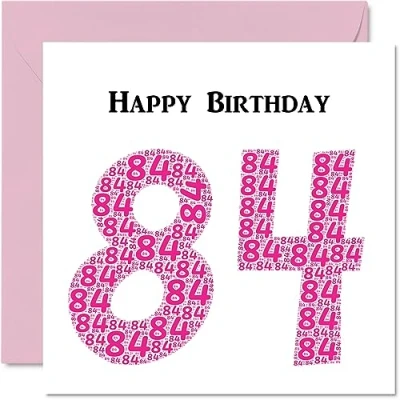 Image of Fun 84th Birthday Cards for Woman Shapecloud Happy Card Dad Mum Great Grandad Grandpa Nanny Grandma Gran Uncle Auntie, 145mm x Greeting Cards,