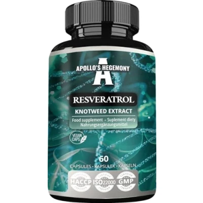 Image of Resveratrol High Dose 400 mg 60 Vegan Capsules 2 Months Supply 98% Trans from Japanese Knotweed Extract Natural Antioxidant by Apollo&#039;s Hegemony