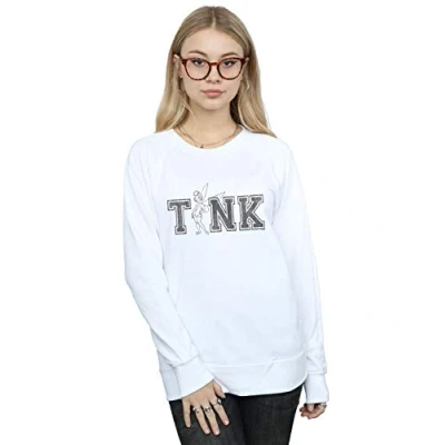 Image of Disney Women&#039;s Tinker Bell Collegiate Tink Sweatshirt White Small