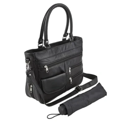 Image of Easylife Leather RFID Umbrella Bag (H24 x W31 D9cm). Work Bags/Travel Bags for Women with Umbrella. Tote Women. Ladies Handbags Adjustable Strap Fully Guaranteed