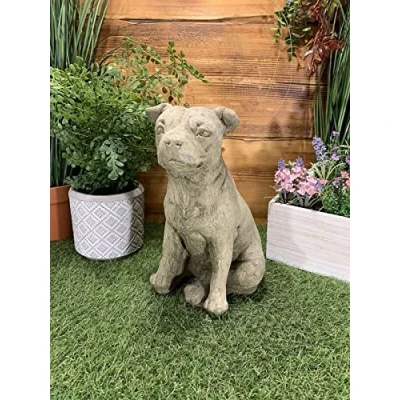 Image of J and L STONE Ornaments GARDEN STAFFORDSHIRE BULL TERRIER STAFFY DOG STATUE ORNAMENT