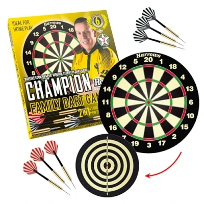 Image of Harrows Dart Board Family Game I Set Dartboard With 6 Darts over 10 Games