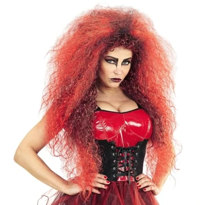 Image of Widmann 02084 Wild Devil Wig, red, Standard Size