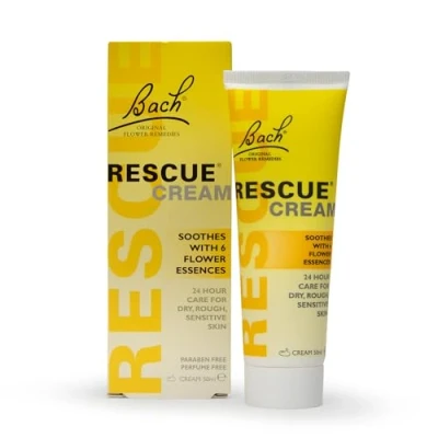 Image of Rescue Cream, 24 Hour Moisturising Cream with Flower Essences for Emotional Wellness and Balance, Fragrance Free, Only Skin, 1 x 50 ml