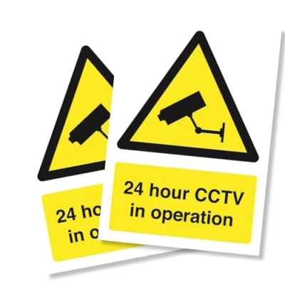 Image of Punkcards 2 x CCTV in Operation Safety Sign Security Camera Warning Triangle Closed Circuit TV A4 210mm 297mm 3mm Correx Outdoor or Indoor Use Manufactured UK