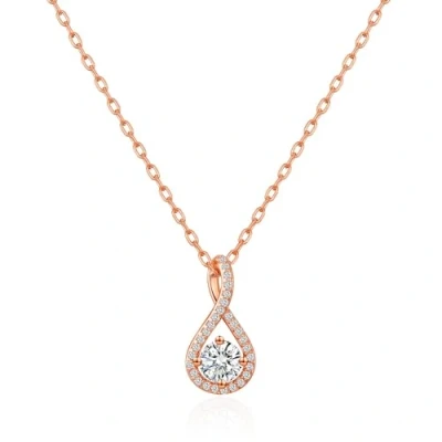 Image of Philip Jones Rose Gold Plated Solitaire Twist Necklace Created with Zircondia® Crystals