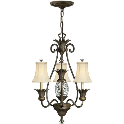 Image of Plantation Multi Arm Chandelier 3 Light Pearl Bronze Finish, E14